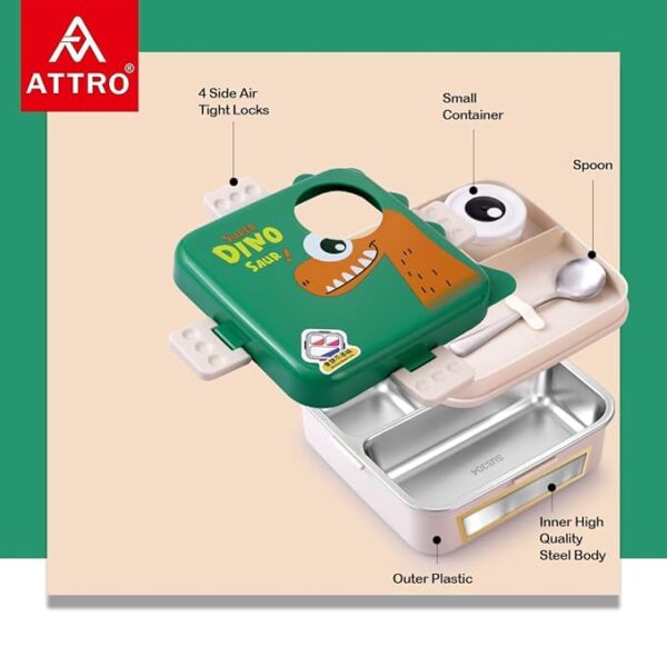 Lunch Box for School & Office with Cutlery Leak-Proof BPA Free. Kids Boys & Girls Lunch Box - Image 7