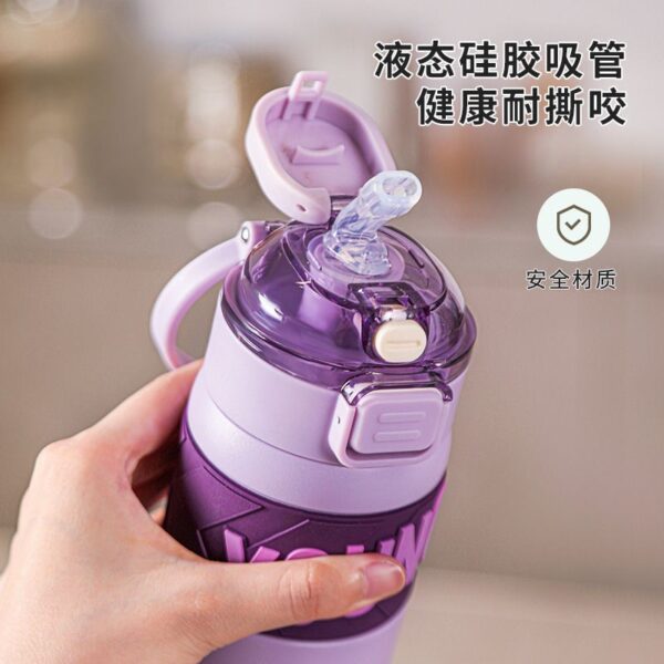 500ml Girls Boy Sports Portable Stainless Steel Vacuum Thermos Flask Double Drink Water Bottle With Silicone Sleeve For Office, School, College, Gym (Off White) - Image 2