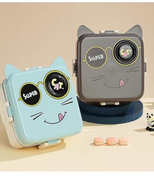 LittleStation Kids Bento Lunch Box with Cat Design, Suitable for Breakfast, Lunch, Snacks 1 Containers Lunch Box  (1120 ml, Thermoware) - Image 4