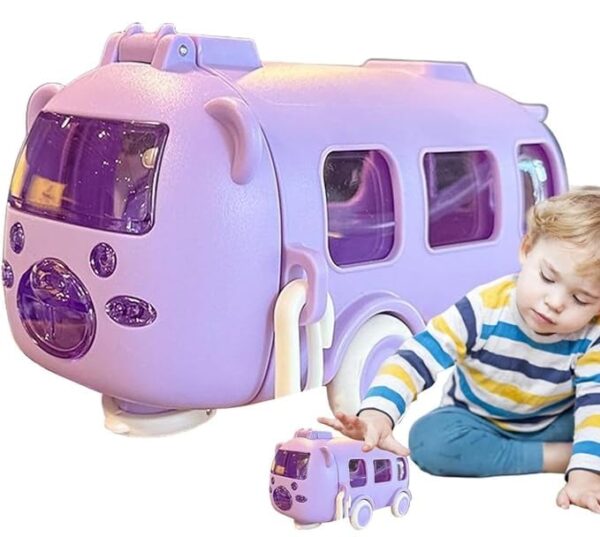 Bus Water Bottle With Strap For Kids | Cute Drinking Jug with Wheels Leakproof, 500 ML | Portable Drinking Bottle for Kids Girls & Boys School Supplies White Color - Image 2