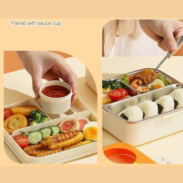 LittleStation Kids Bento Lunch Box with Cat Design, Suitable for Breakfast, Lunch, Snacks 1 Containers Lunch Box  (1120 ml, Thermoware) - Image 6