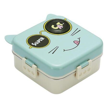LittleStation Kids Bento Lunch Box with Cat Design, Suitable for Breakfast, Lunch, Snacks 1 Containers Lunch Box  (1120 ml, Thermoware) (Blue Color)