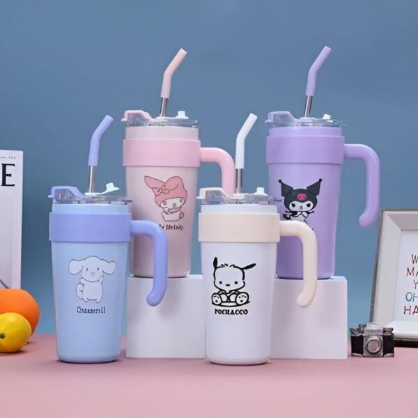 Little Station Tumbler for Gym, 860ml Stainless Steel Vacuum Insulated Cup - Leak Proof - Straw Wide MouthDouble Walled Flask hot and Cold Tumbler for Office, Sport, Travel, Home (White) - Image 2