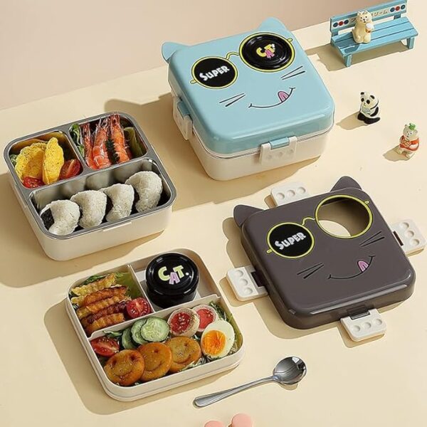 LittleStation Kids Bento Lunch Box with Cat Design, Suitable for Breakfast, Lunch, Snacks 1 Containers Lunch Box  (1120 ml, Thermoware) - Image 9