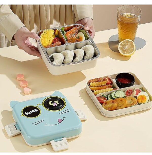 LittleStation Kids Bento Lunch Box with Cat Design, Suitable for Breakfast, Lunch, Snacks 1 Containers Lunch Box  (1120 ml, Thermoware) - Image 8
