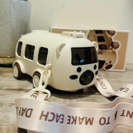 Bus Water Bottle With Strap For Kids | Cute Drinking Jug with Wheels Leakproof, 500 ML | Portable Drinking Bottle for Kids Girls & Boys School Supplies White Color