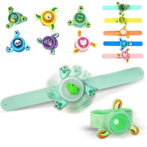 LED Light Kids Band Spinning Toy Boy Girl Spinning Slap Band Cartoon Bracelet Wrist Band with LED Light Up, Great Birthday Gift | Toys for Kids | Return Gift for Kids (Mix Design / 2 Pc) - Image 3