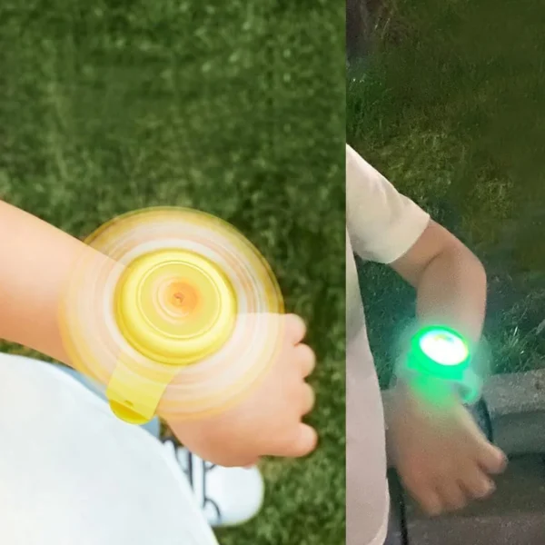 LED Light Kids Band Spinning Toy Boy Girl Spinning Slap Band Cartoon Bracelet Wrist Band with LED Light Up, Great Birthday Gift | Toys for Kids | Return Gift for Kids (Mix Design / 2 Pc) - Image 5