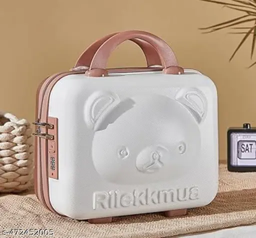 Water Proof Cosmetic Makeup Travel Case, Color Suitcase 14 inch Cute Mini Makeup Box Password Travel Hand Gift Box line Storage Box