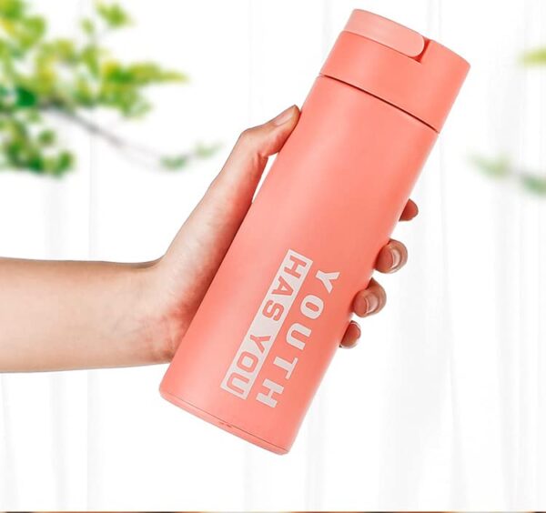 Youth HAS You Glass Water Bottle with Carry Handle Built into Lid and Double Layer Plastic Sleeve - 450ml – BPA Free – Eco Friendly and Reusable – Leak Proof Design – Multi Colour (1) - Image 4