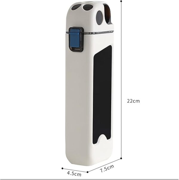 New Lighter Shape Water Bottle BPA-Free Silicone Seal, one-Button Lid Opening, Square Mouth High Value Straw Cup Portable Water Bottles for Outdoor Activities 350ML (White) - Image 8