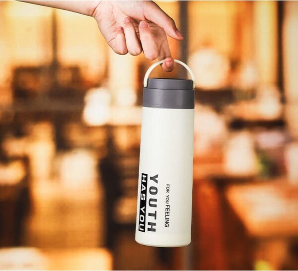 Youth HAS You Glass Water Bottle with Carry Handle Built into Lid and Double Layer Plastic Sleeve - 450ml – BPA Free – Eco Friendly and Reusable – Leak Proof Design – Multi Colour (1) - Image 6