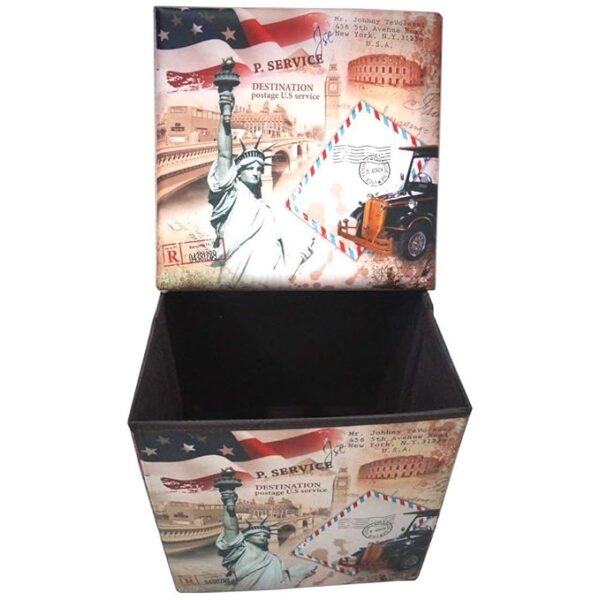 Little Station Vintage Paris Storage Box, Decorative Container with Eiffel Tower Design, White and Black - Image 3
