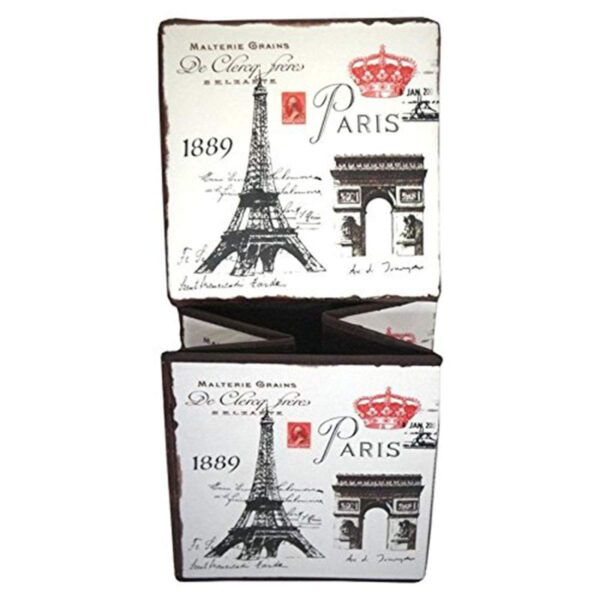 Little Station Vintage Paris Storage Box, Decorative Container with Eiffel Tower Design, White and Black - Image 4