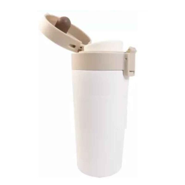 Little Station Coffee Mug with Lid Double Wall Stainless-Steel Tea Coffee Mug Tumbler with Flip Lid Hot and Cold for 6 Hours, 350ml (White) - Image 2