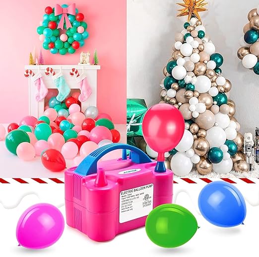 Foil Electric Balloon Pump Machine | Dual-Nozzle Balloon Air Pump for Arch & Garland | Portable 600W Balloon Blower for Party, Wedding, Baby Shower | Pink Balloon Inflator (Pack of 1)
