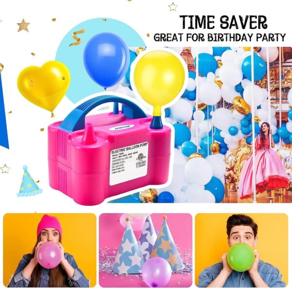 Foil Electric Balloon Pump Machine | Dual-Nozzle Balloon Air Pump for Arch & Garland | Portable 600W Balloon Blower for Party, Wedding, Baby Shower | Pink Balloon Inflator (Pack of 1) - Image 6